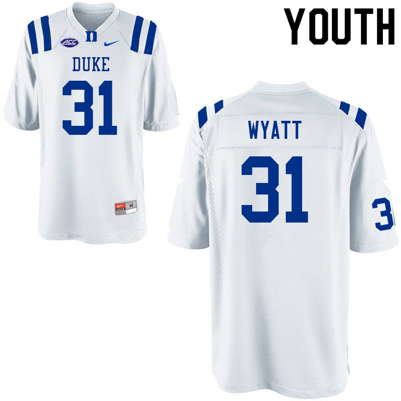 Youth #31 Carter Wyatt Duke Blue Devils College Football Jerseys Sale-White - Click Image to Close